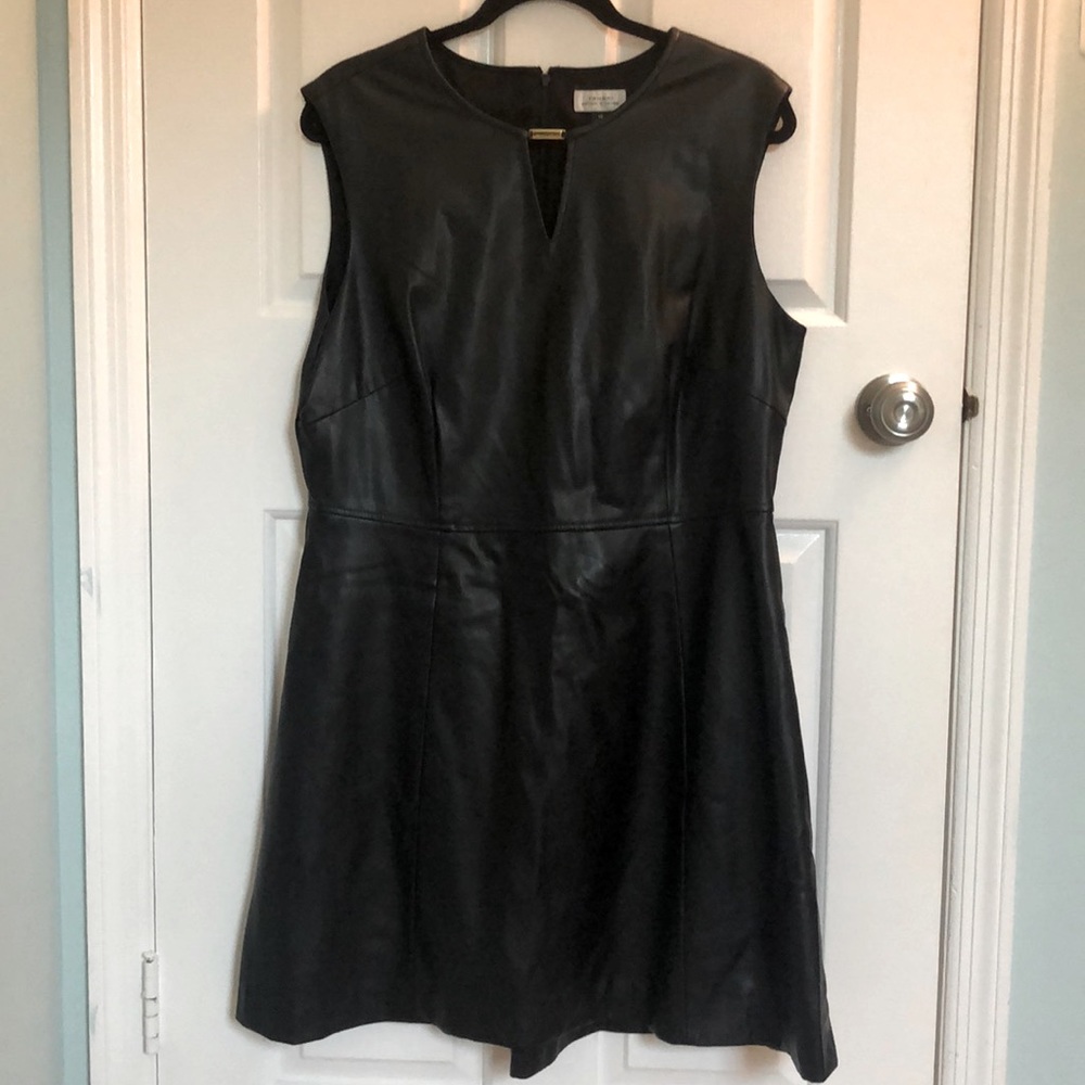Tahari faux leather sleeveless mini dress